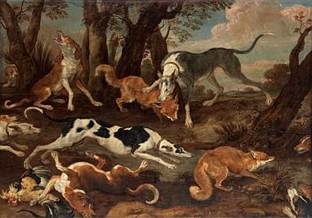 432. Paul de Vos Tillskriven, Hundar anfallande rävar.