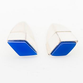 AN ULLA POROPUDAS JEWELLERY SET, silver, acrylic. Lapponia 1988.