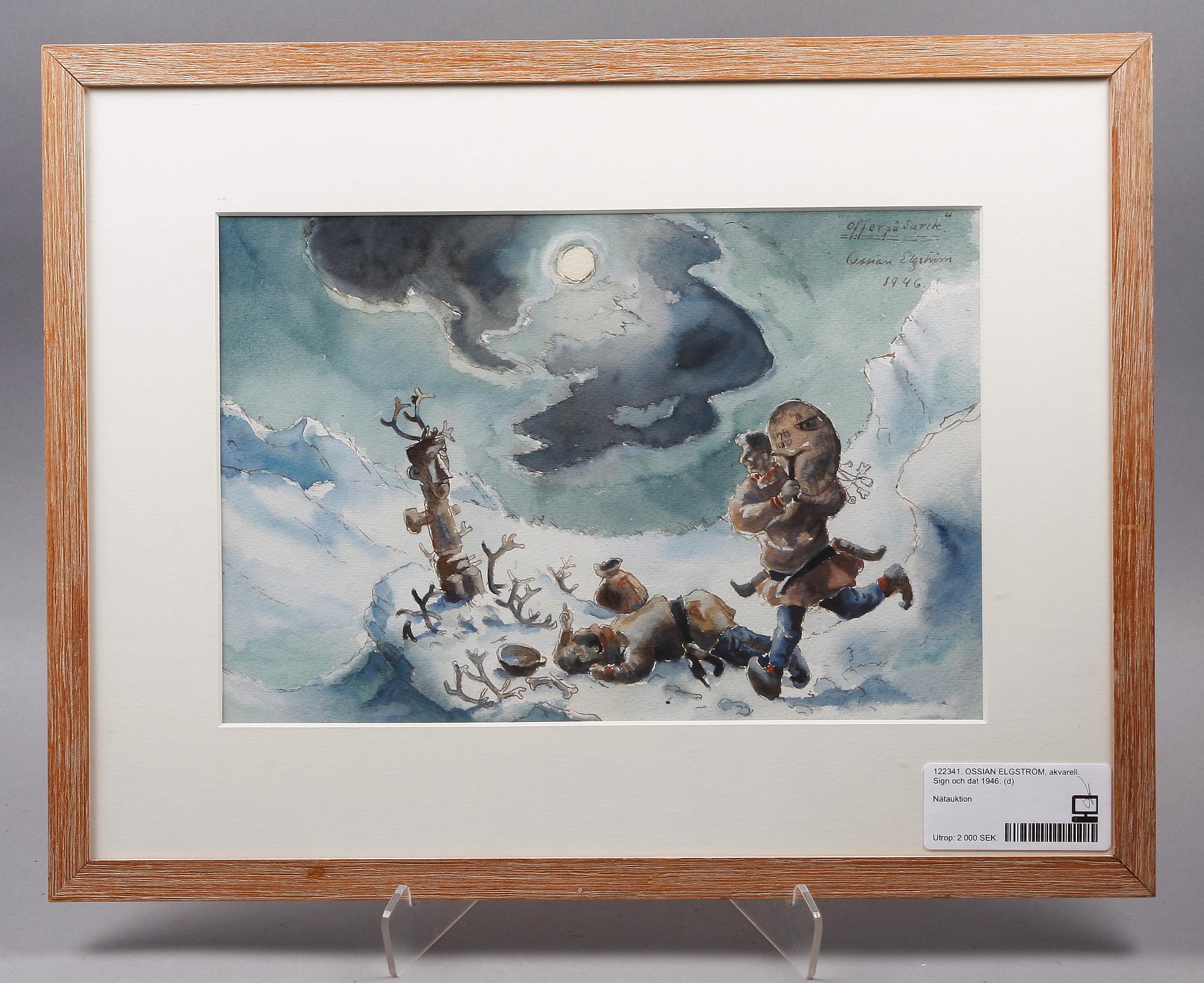 OSSIAN ELGSTRÖM, akvarell. Sign och dat 1946.