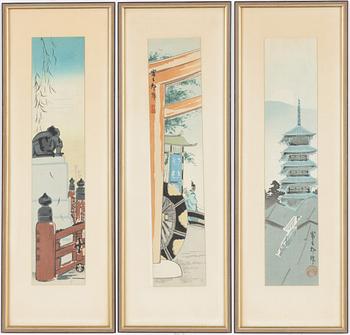 Tomikichirō Tokuriki, Motif of a temple and sculpture.