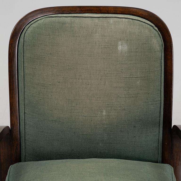 Sigurd Lewerentz, attributed, a stained beech easy chair, Gemla, Diö, 1930's.
