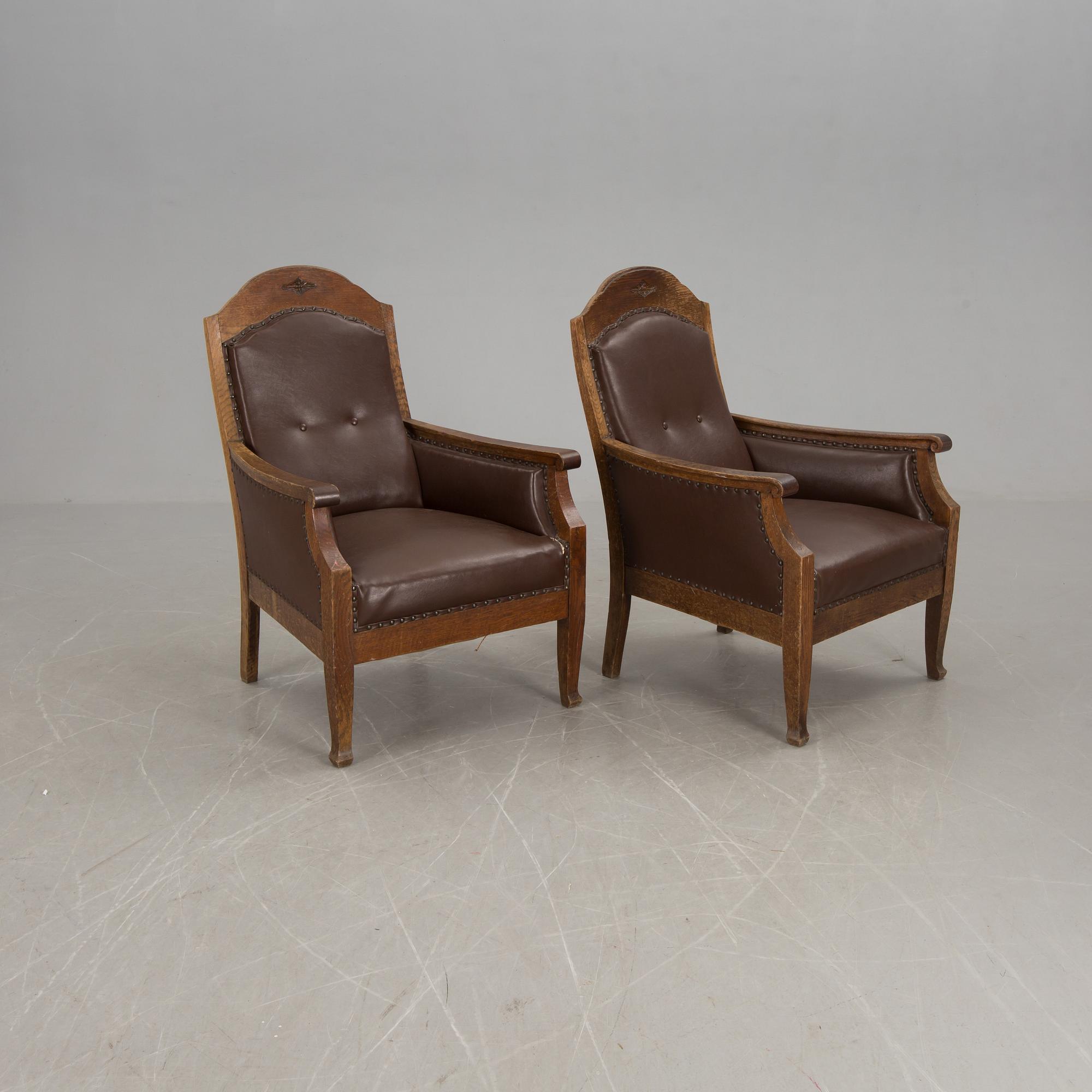 FÅTÖLJER, ett par, Jugend, 1900-talets början.