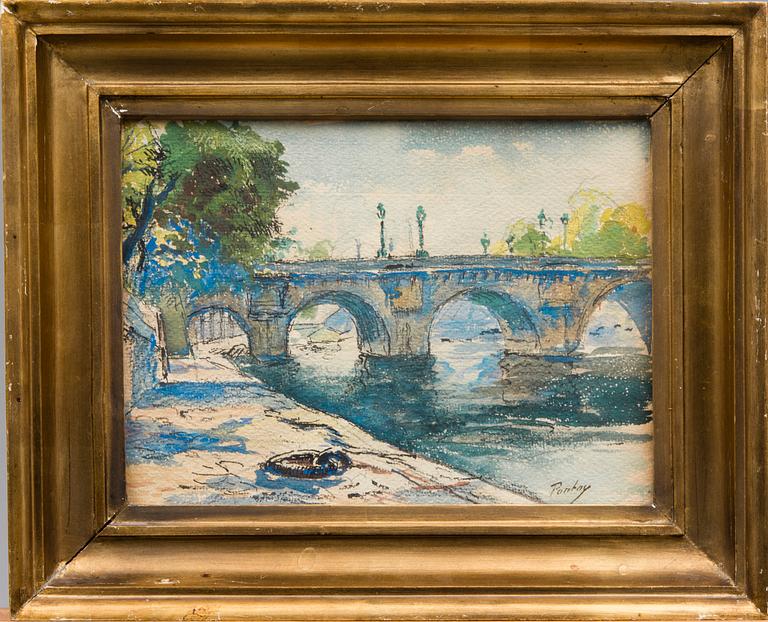 HENRI JEAN PONTOY, tillskriven, akvarell, signerad.