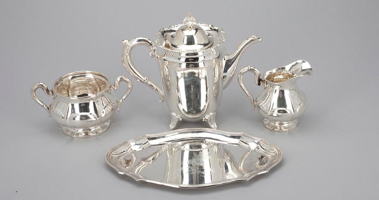 KAFFESERVIS, 4 delar. 830 silver. Vikt 929 g.