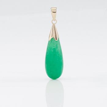 HÄNGE, 14K guld, cabuchonslipad jade.