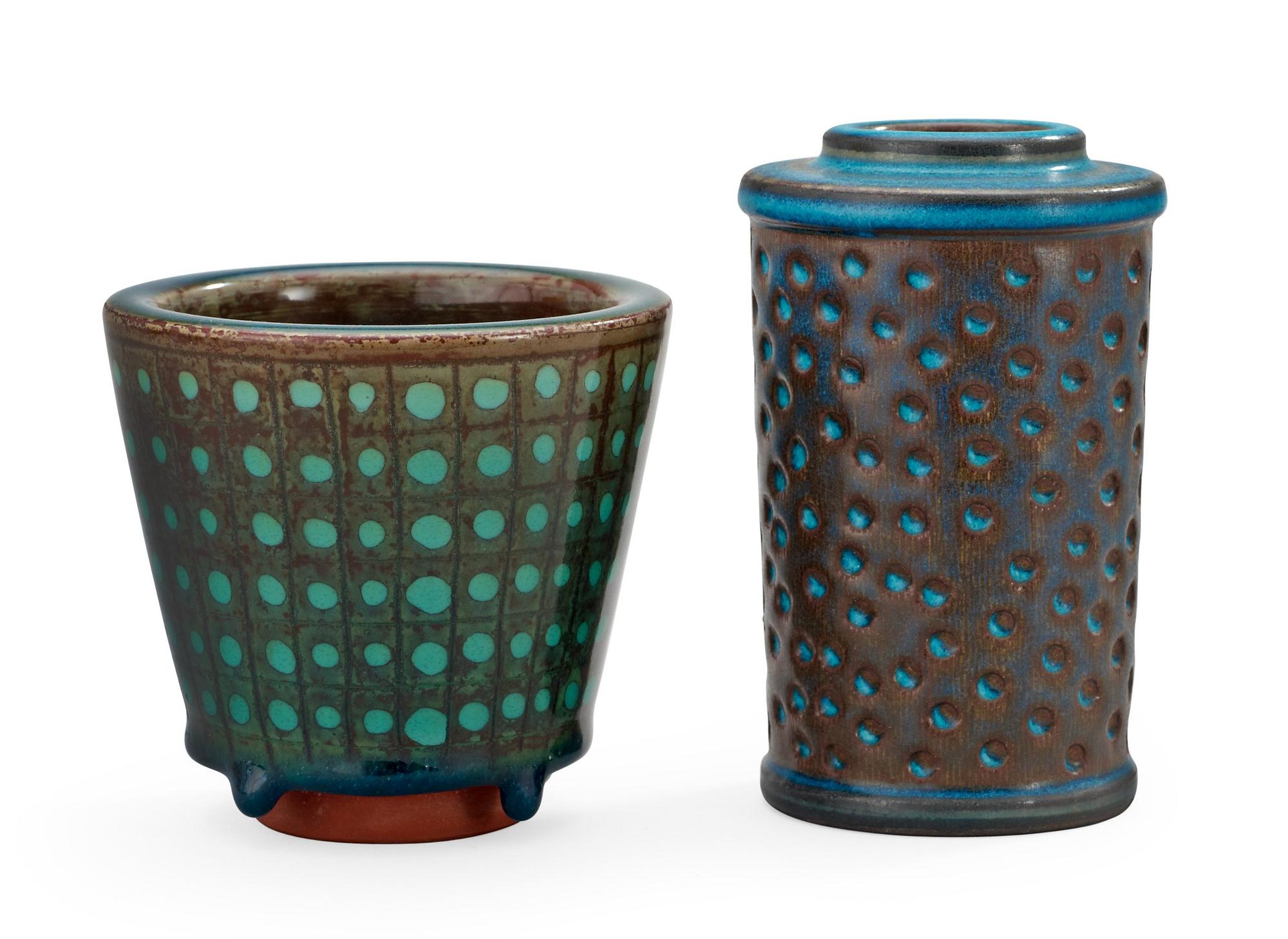 WILHELM KÅGE, vaser, 2 st, farstagods, Gustavsberg Studio, bl a 1950.