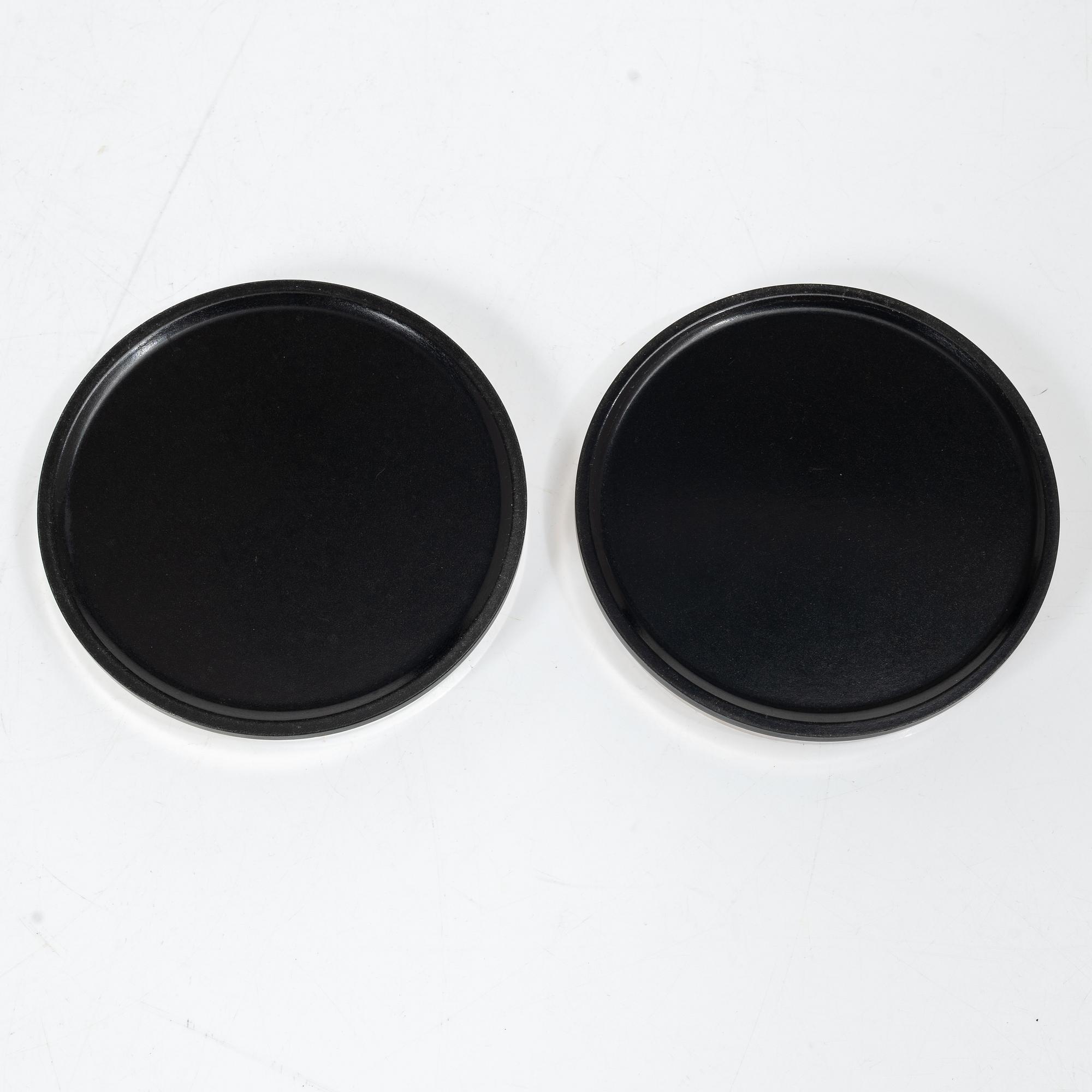 Guldsmedsaktiebolaget (GAB), Ashtrays, 4 pieces, silver and Bakelite, Stockholm, 1946–1968.