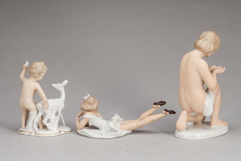 FIGURINER, 3 st, porslin, Wallendorf.