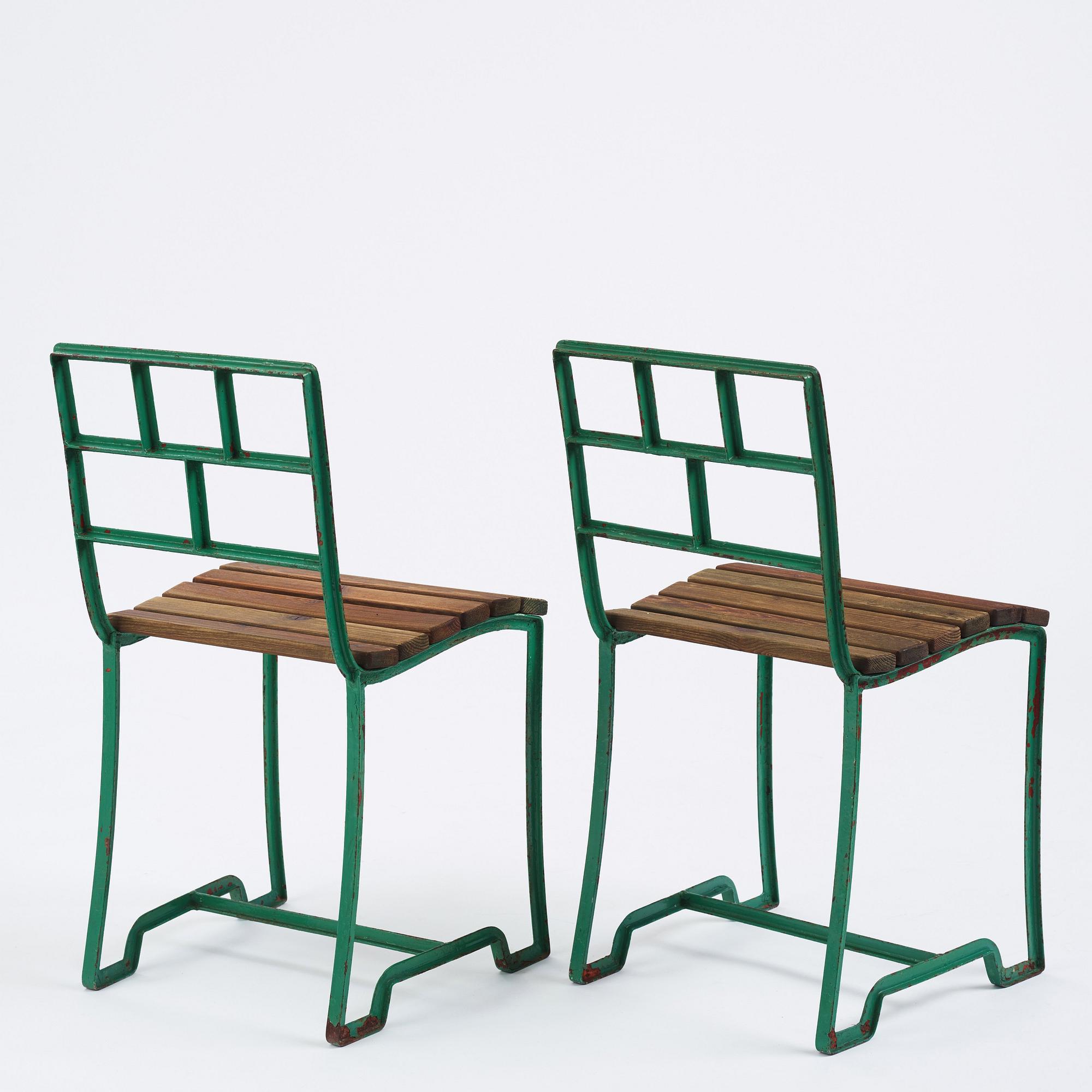Carl Hörvik, a pair of garden chairs,  Sweden ca 1927-1929.