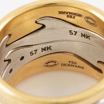 Georg Jensen, ring, "Fusion", 4 delar, 18K guld och vitguld, med briljantslipade diamanter.
