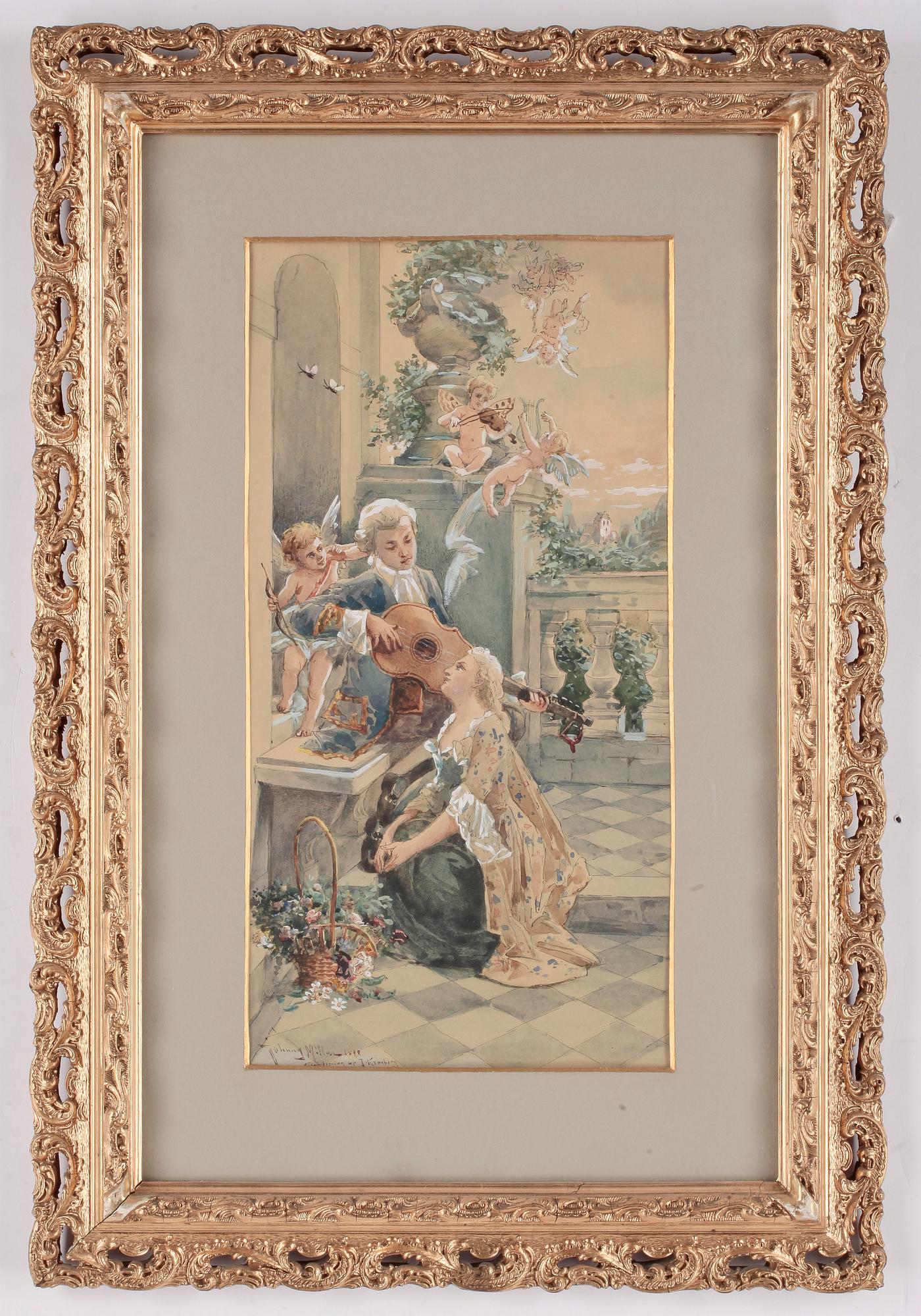 JOHNNY MILLAR, kopia efter Julius Kronberg, blandteknik, signerad och daterad 1898.