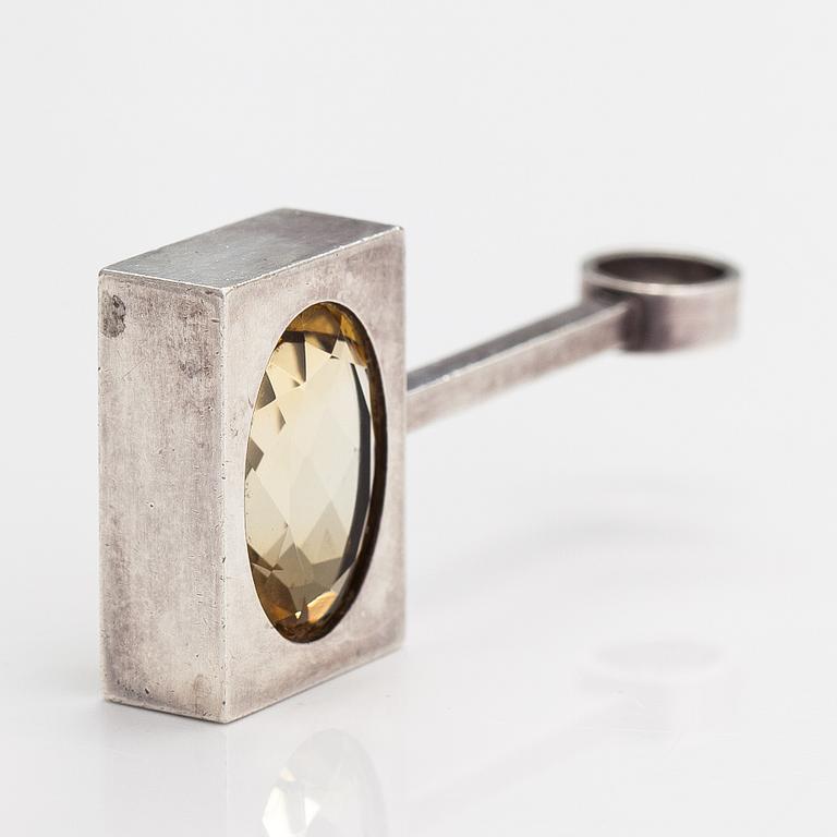 Elis Kauppi, A sterling silver and citrine pendant. Kupittaan kulta, Turku.
