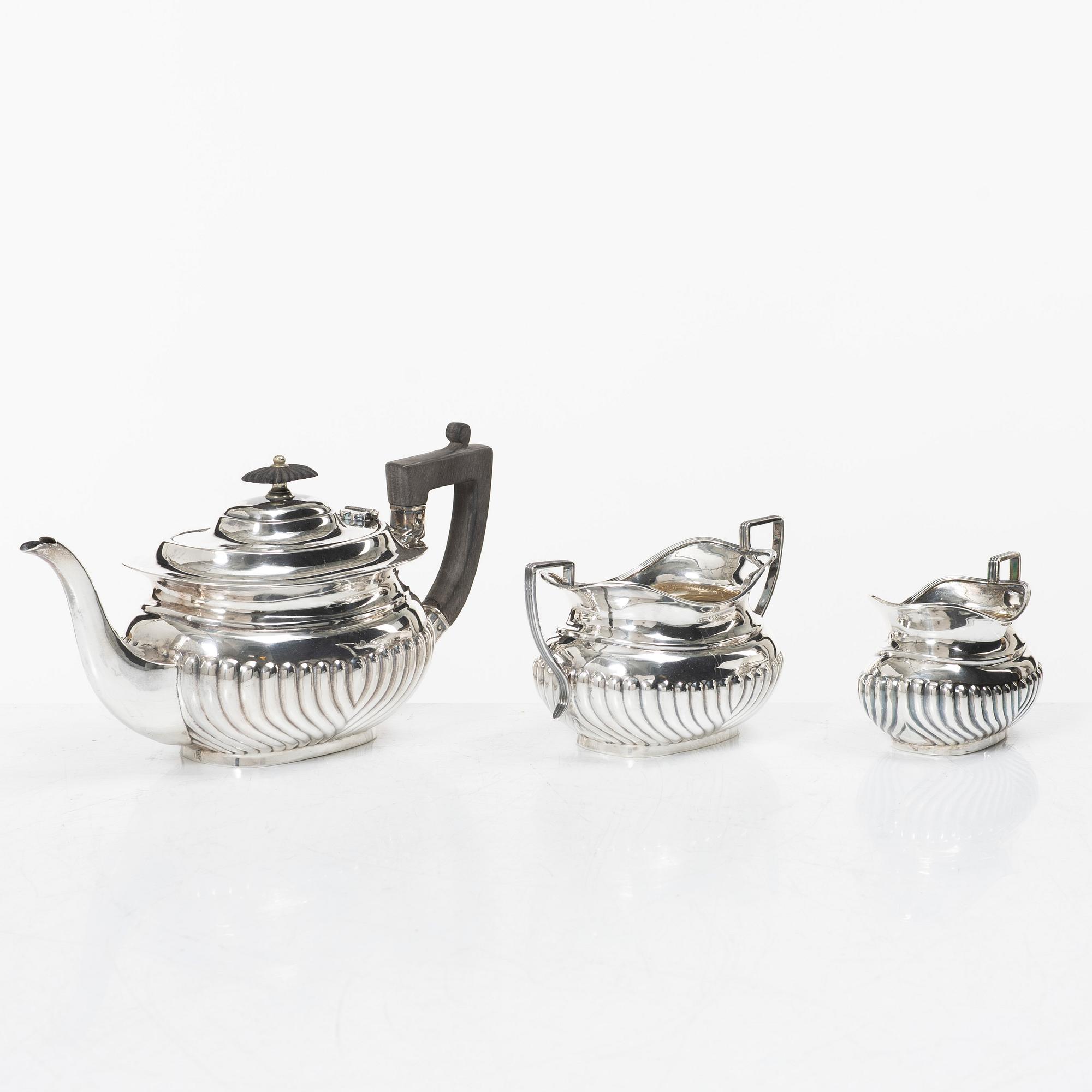 Teservis, 3 delar, silver, Hammond, Creake & Co (Saint Arnaud Creake) Sheffield, England 1919.