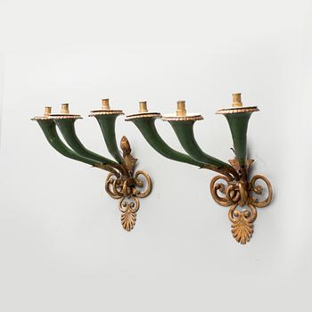 VÄGGAPPLIQUER, ett par, 1800-tal.