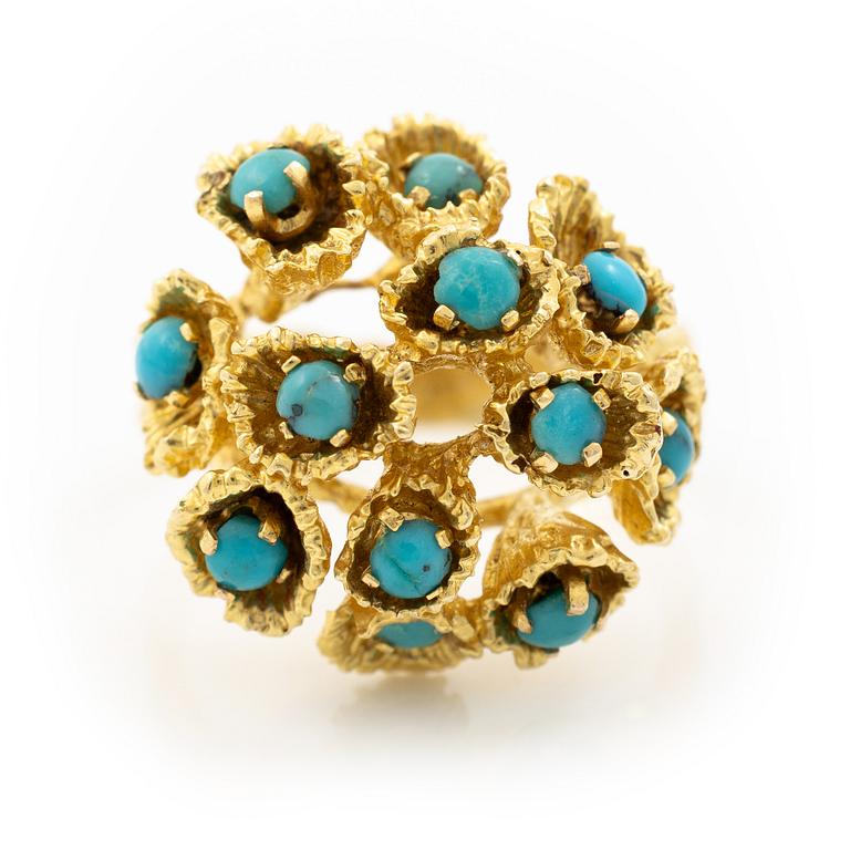 Ring 18K guld med turkoser.