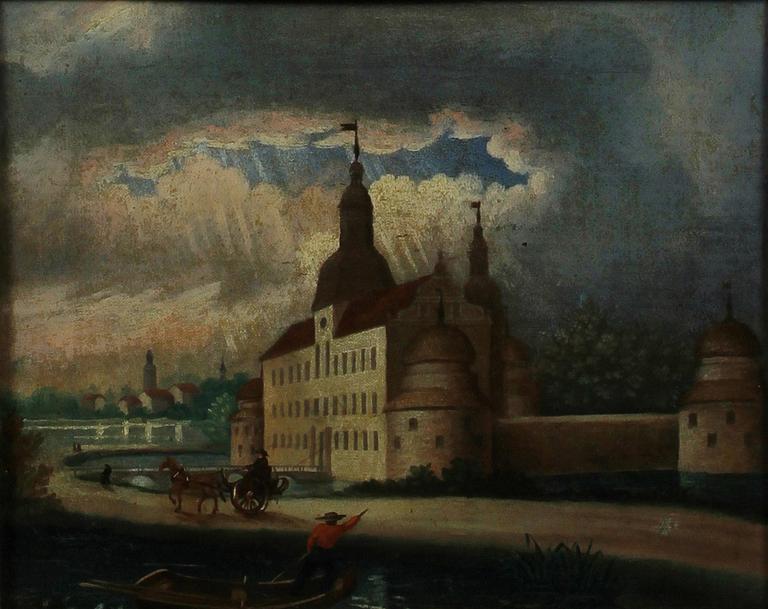 OKÄND KONSTNÄR, olja på duk på pannå, 1800-tal.