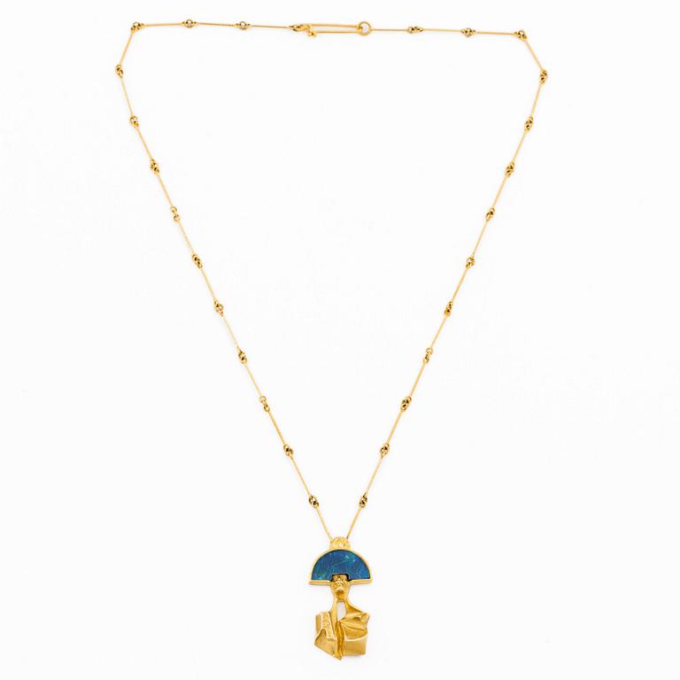 Björn Weckström, necklace "Balak", 18K gold with opal triplet. Lapponia 1977.