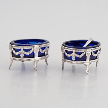 A pair of late Gustavian silver salt cellars, 1787, Sweden.