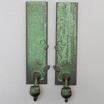 SPEGEL SAMT 2 LJUSLAMPETTER, 1920-30-tal.