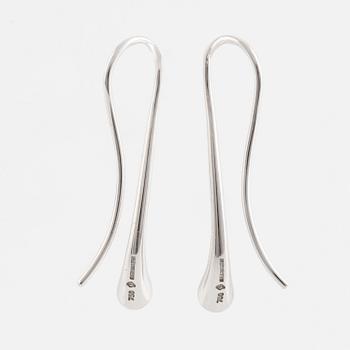 A pair of Georg Jensen 18K white gold earrings set with round brilliant-cut diamonds.
