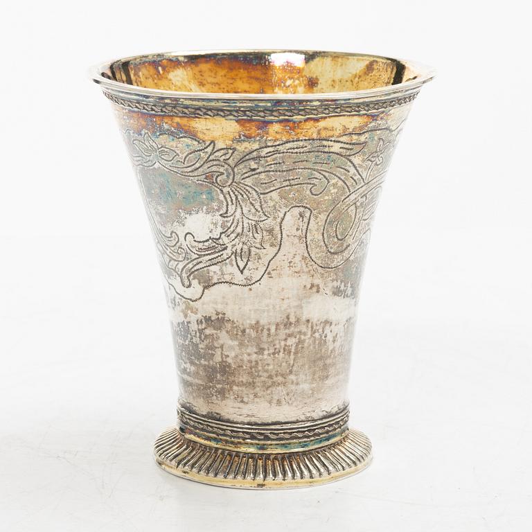 Carl Johan Bask, bägare, silver, Södertälje 1766.