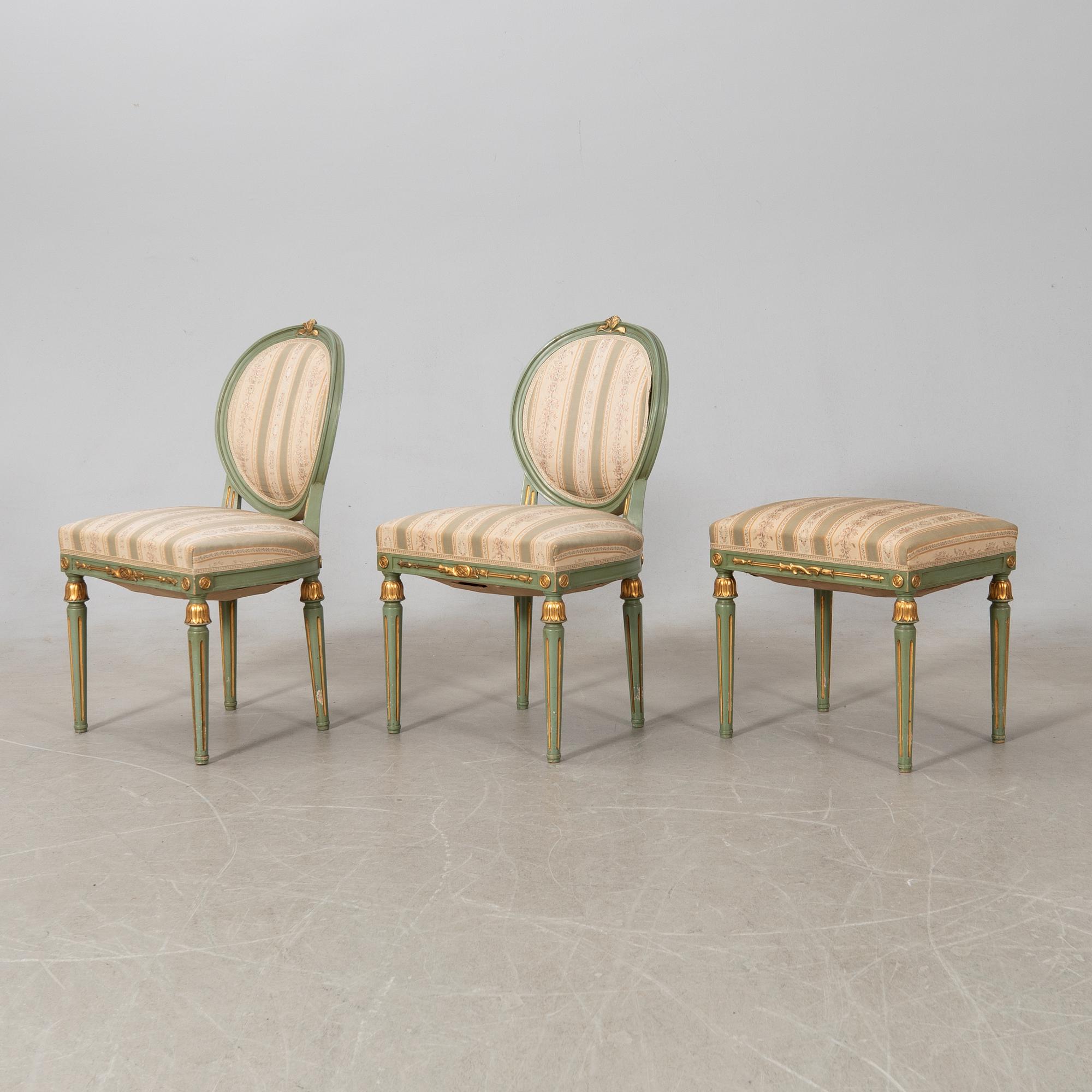 Salon group, 7 dlrs Gustavian style, first half of the 20th century.