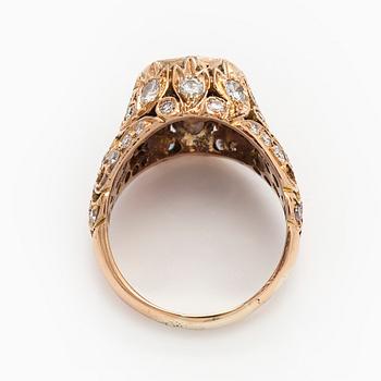 Ring, rose-cut diamond 1.35 ct, 18K gold.