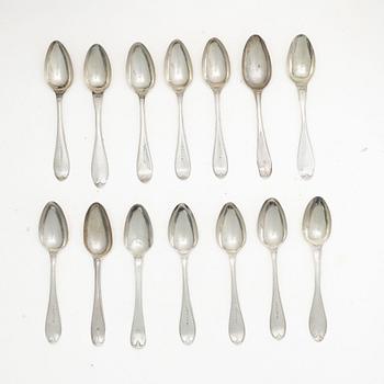 A set of Swedish 19th Century silver spoons (14 pieces).