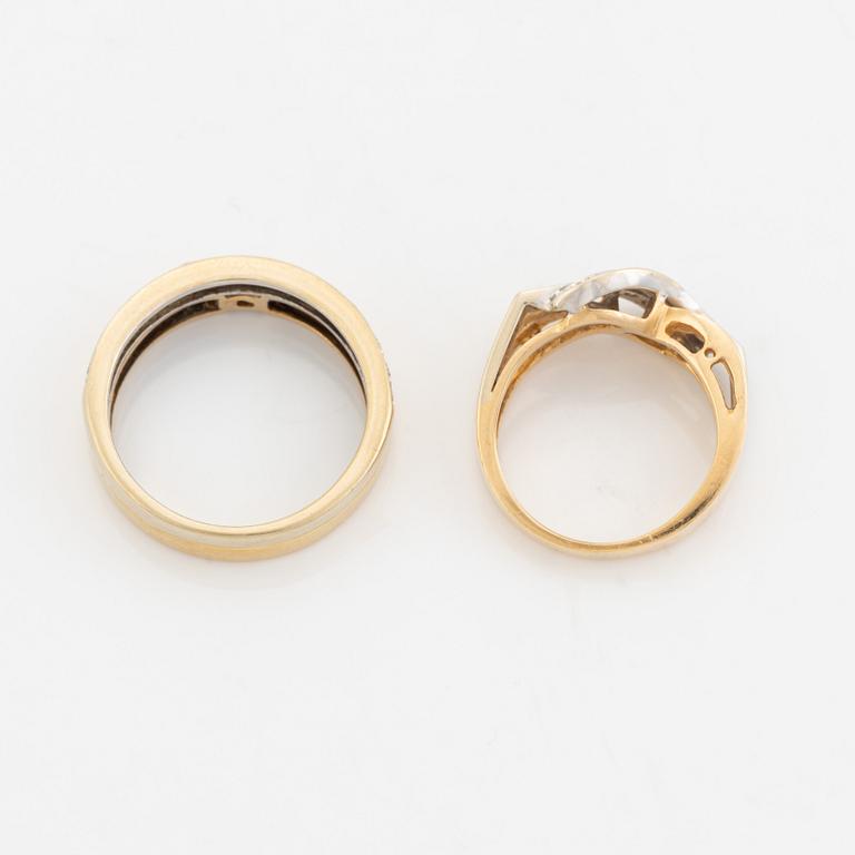 Gold and small brilliant cut diamond rings.