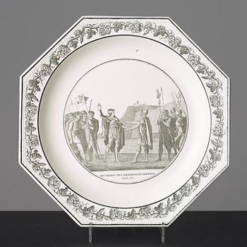 A set of six cream ware dinner plates, France Creil, 19th Century.