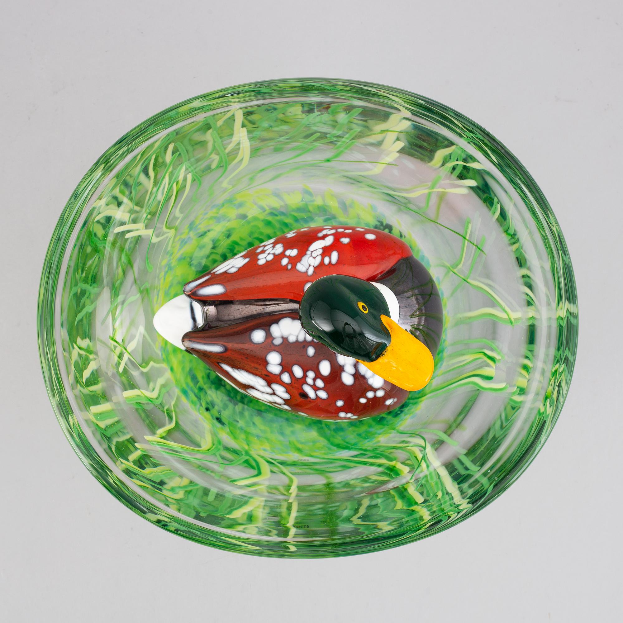 Ernst Billgren, skulptur, glas, "And i Vas", Kosta Boda, numrerad 15/30, signerad.