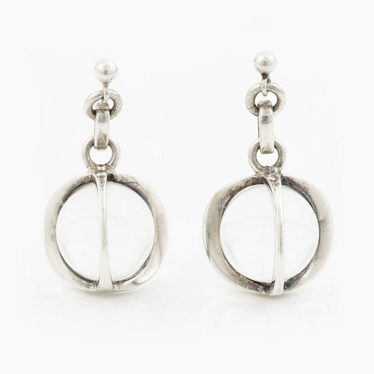 Sven-Erik Högberg, attributed to, a pair of earrings, silver with white stones. Gothenburg.