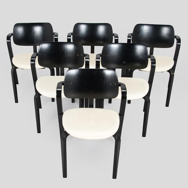 Ilmari Tapiovaara, a set of six 1960s 'Aslak' armchairs for Asko, Finland.
