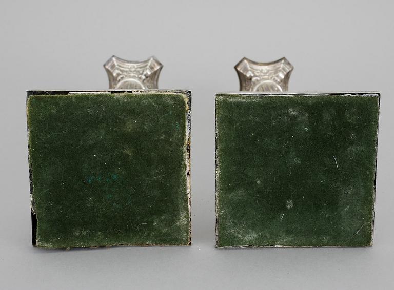 LJUSSTAKAR, ett par, pläter, 18/1900-tal.