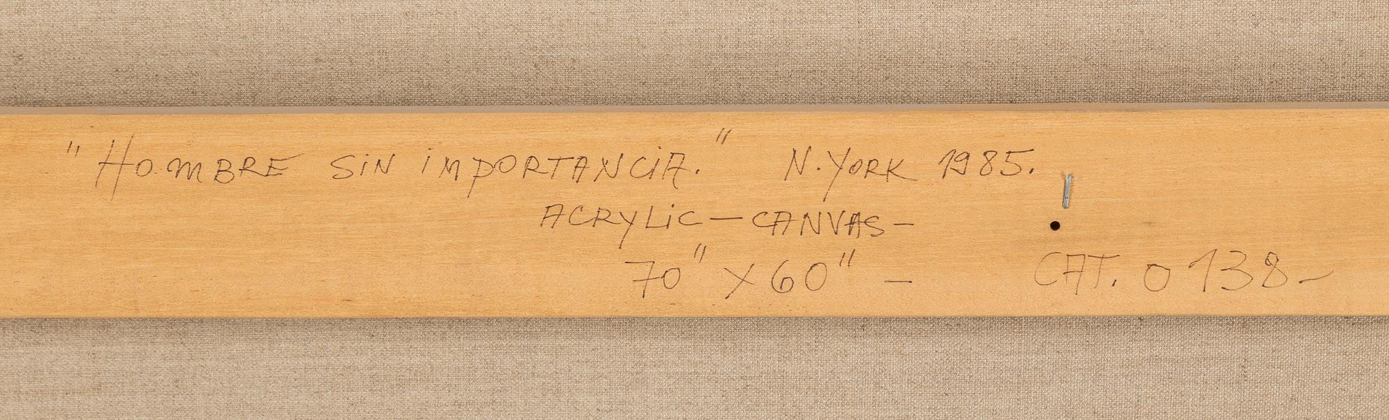 JORGE CASTILLO, oil on canvas, signed, dated New York 1985 on verso.