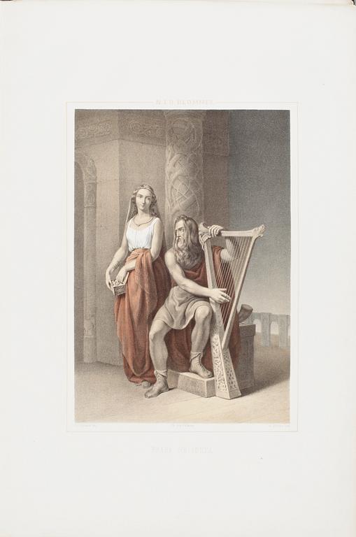 NILS JAKOB OLSSON BLOMMÉR, gravyrer, 9 st, "NJO Blommérs taflor" Högbergska boktryckeriet, Stockholm, 1854.