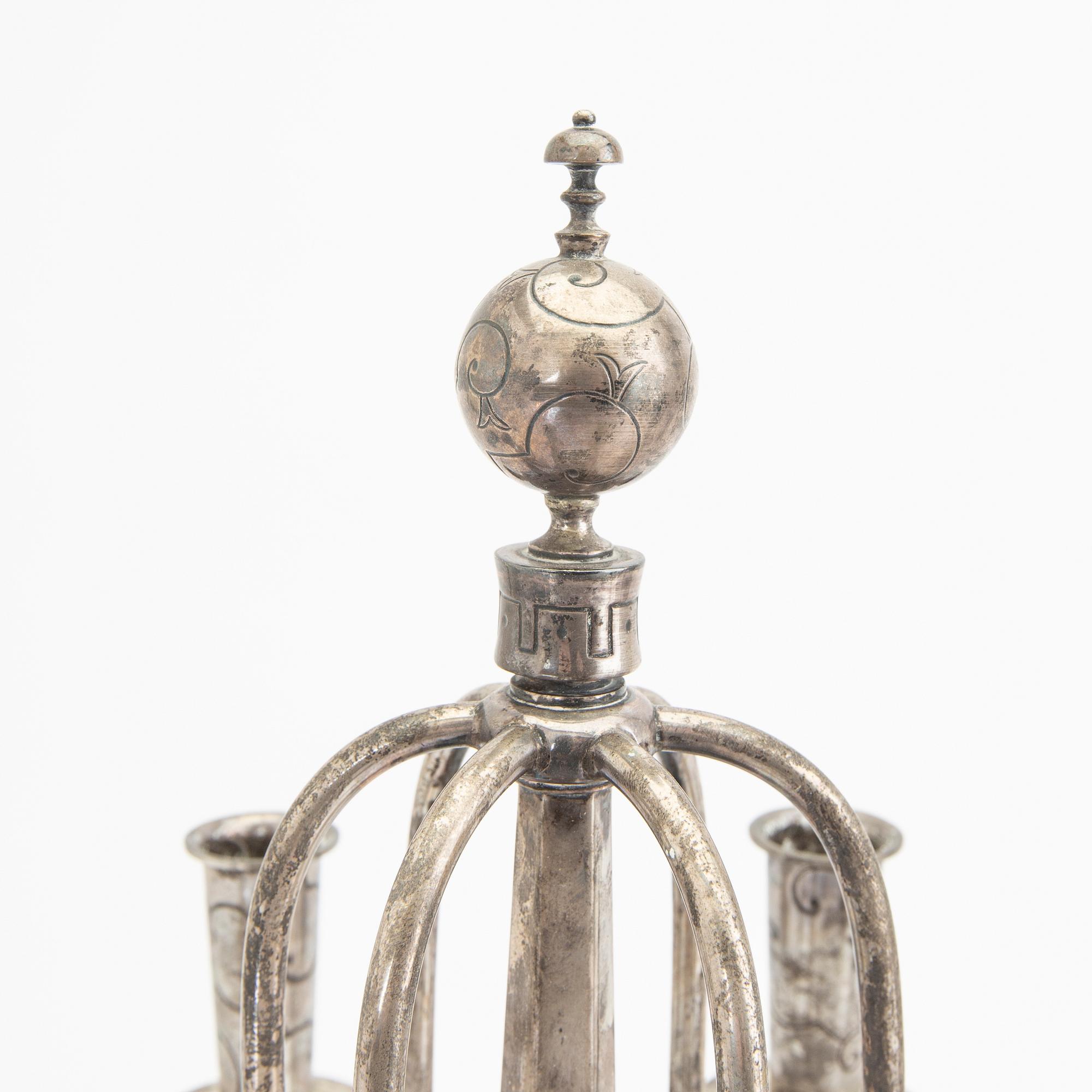 A Swedish 20th century pair of silver candelabras mark of CG Hallberg Stockholm 1928 possibly Elis Bergh.
