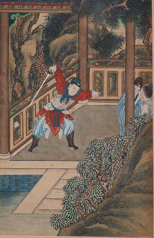Rullmålning, okänd konstnär, akvarell och tusch på papper, Qing dynasty, 19th Century.