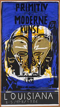 Mimmo Paladino · MIMMO PALADINO, utställningsaffisch, "Primitiv og Moderne Kunst" Louisiana, 1986, numrerad 202/300.