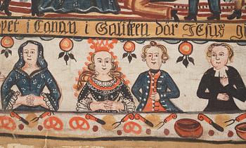 Swedish Folk Art painting on canvas by Sven Erlandsson 1835.