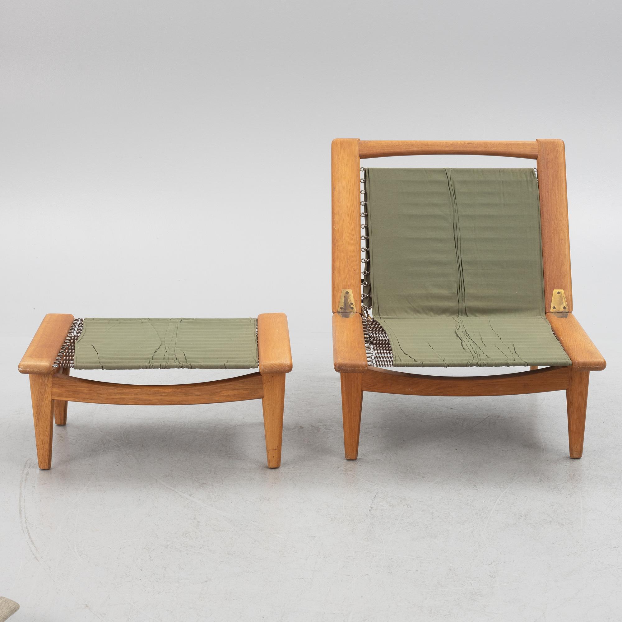 Hans J. Wegner, armchair with footstool/daybed, GE-01, Getama, Denmark.
