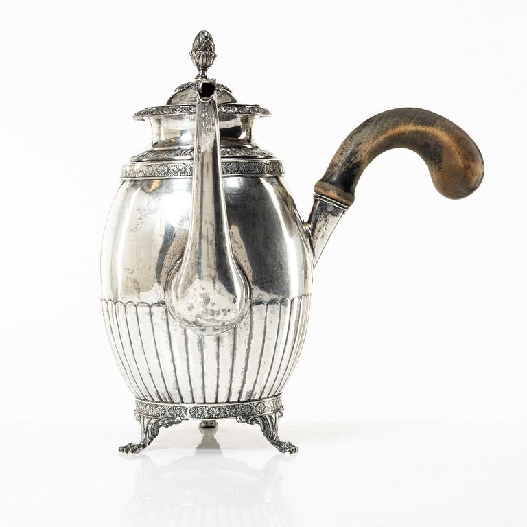A 19th century Swedish silver coffee pot, marks of A.F.Hellman, Uppsala 1837.