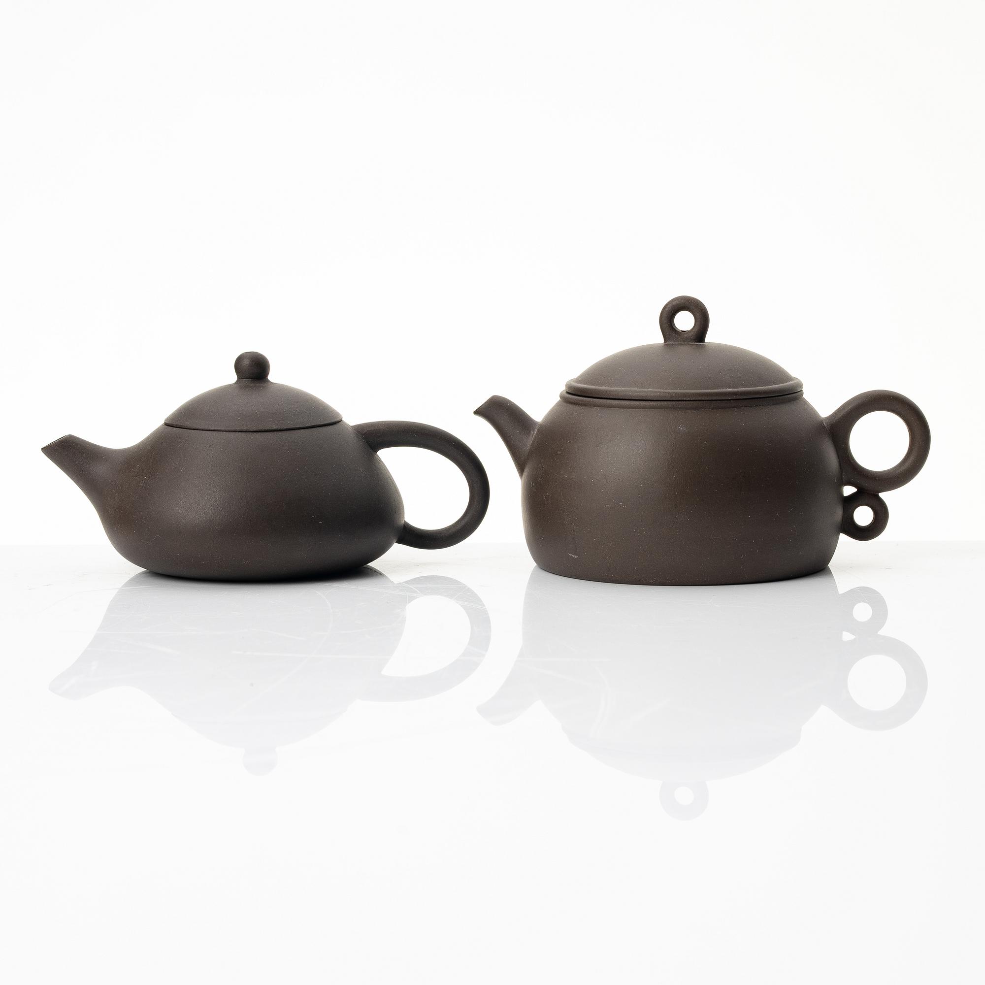 Tekannor, fem stycken, yixing, Kina, 1980/-90-tal.