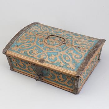 A SWEDISH WOODEN BOX, dated 1761.