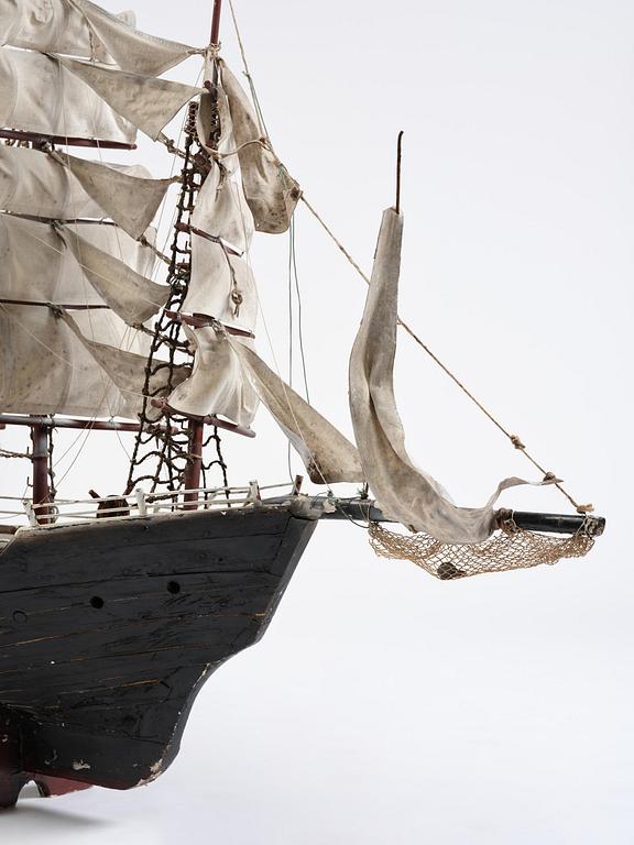 A modell of a ship from Brahestad, Finland, 19th century.