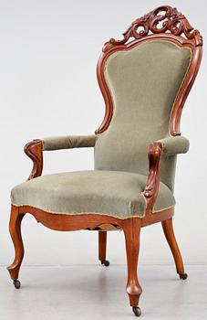 FÅTÖLJ, nyrokoko, 1800-talets andra hälft.