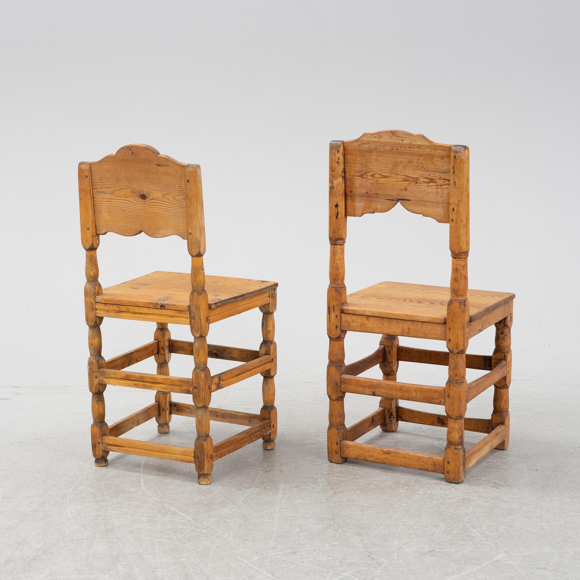 Five swedish provincial 19th century chairs.