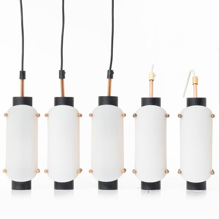 A set of five ceiling lamps, second half of the 20th Century.