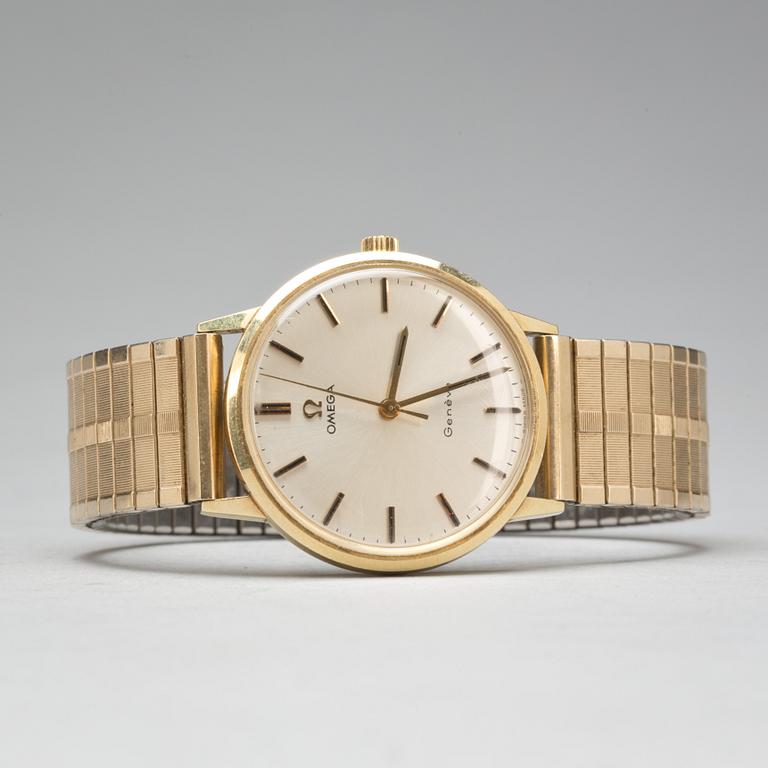 ARMBANDSUR, herr. Omega Genève. 14K guld.