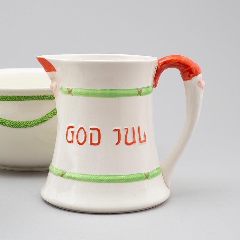 GUSTAVSBERG, servisdelar, 11 st, flintgods, "God Jul", 1900-talets slut.